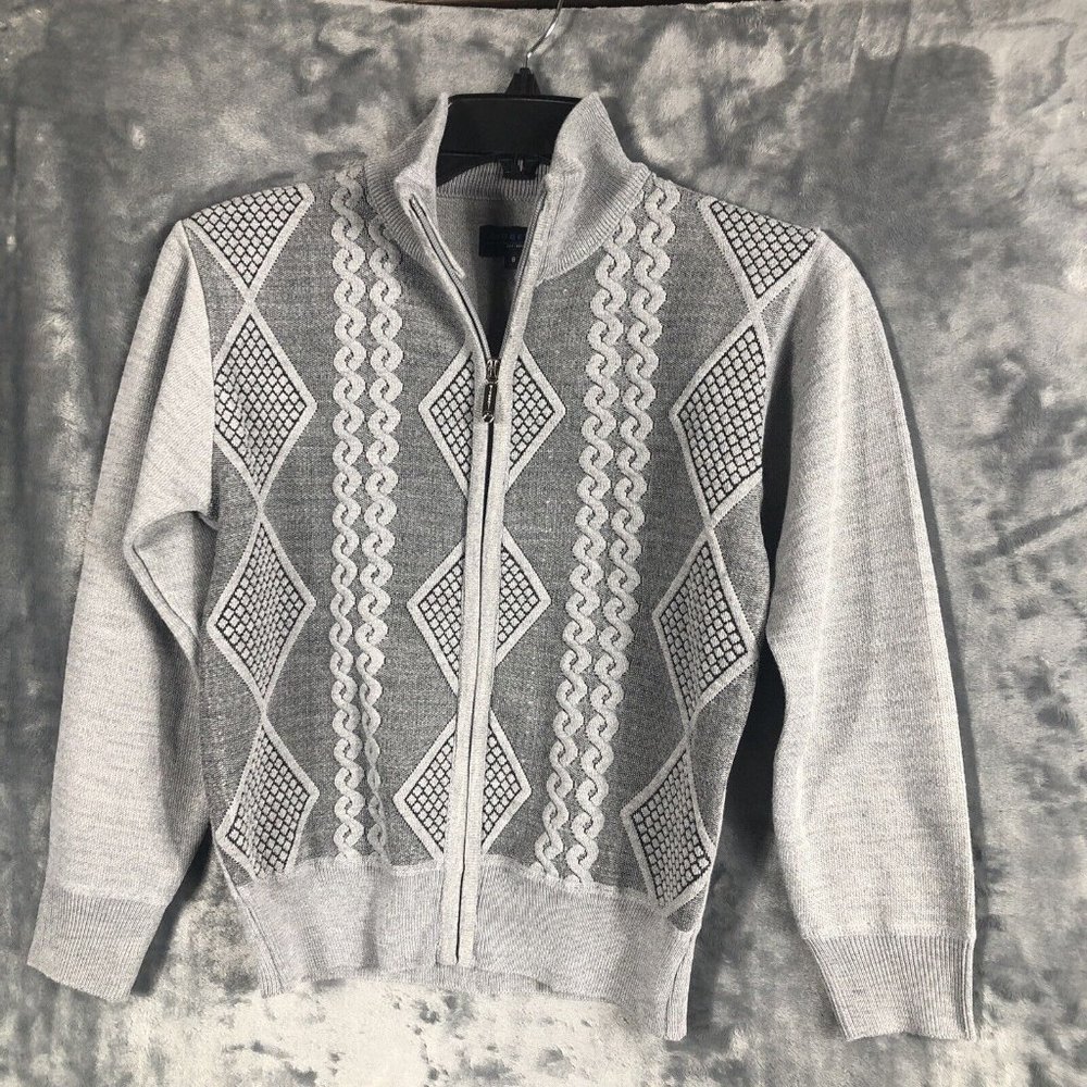 Gioberti Kids and Boys Full Zip Lightweight Geometric Design Cardigan Sweater